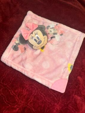 Disney Pink Minnie Mouse Lovey with Silicone Teether Corner
